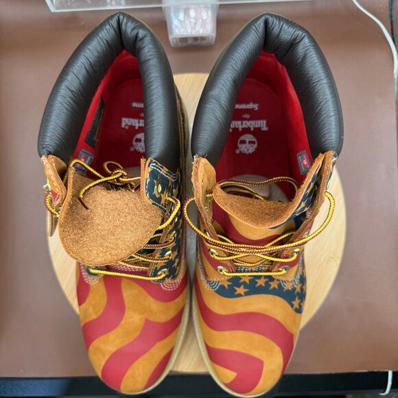 Timberland 6" Boot Supreme Stars & Stripes Wheat Men’s Sz 13 - Picture 8 of 12